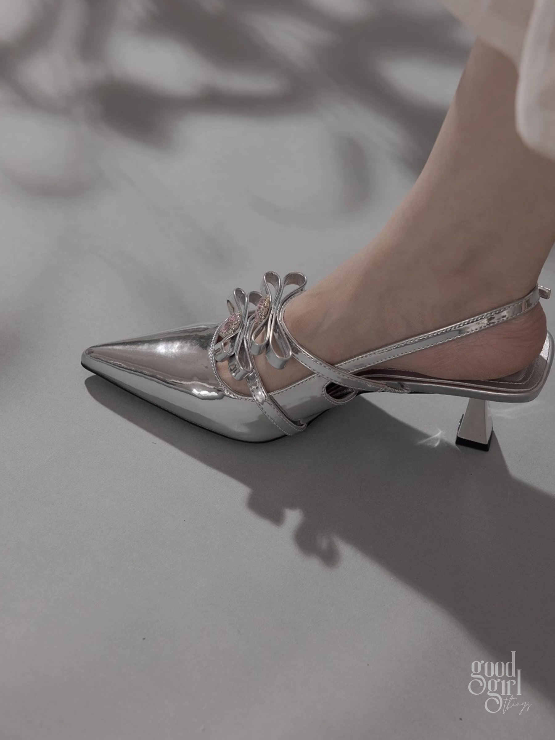 Eeva Slingback Heels with Rhinestone Bows