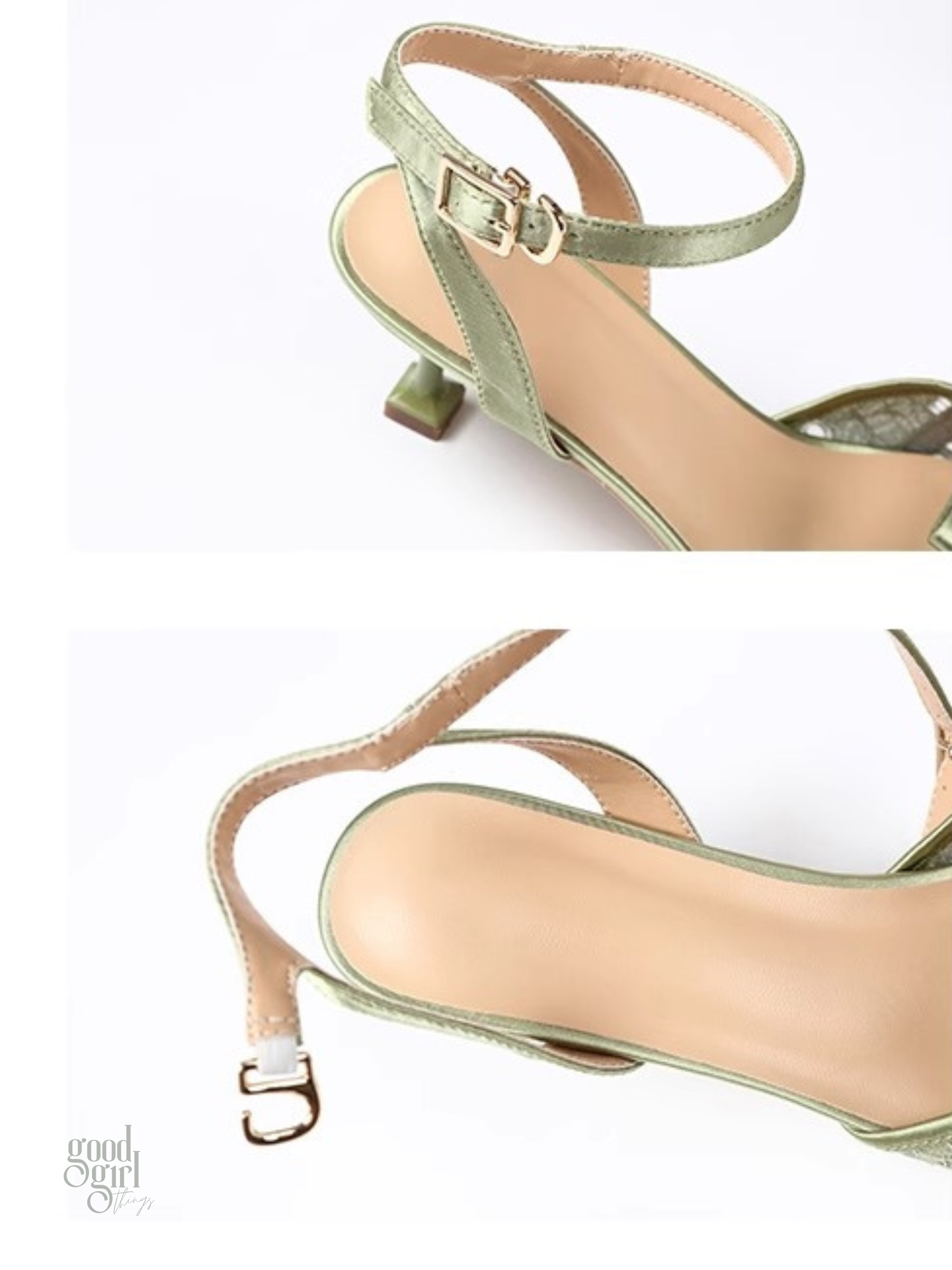 Ellery Sage Green Lace Bow Heels
