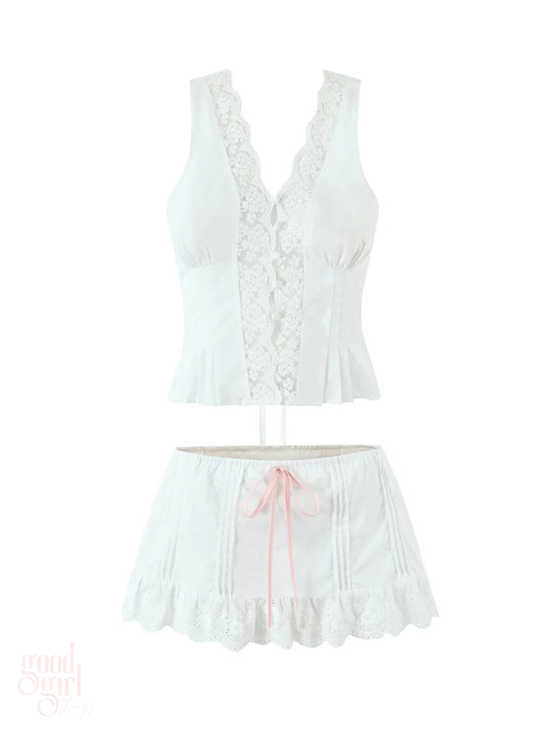 Cydney Lace Trim Skirt Set