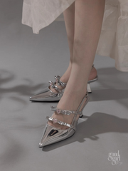 Eeva Slingback Heels with Rhinestone Bows