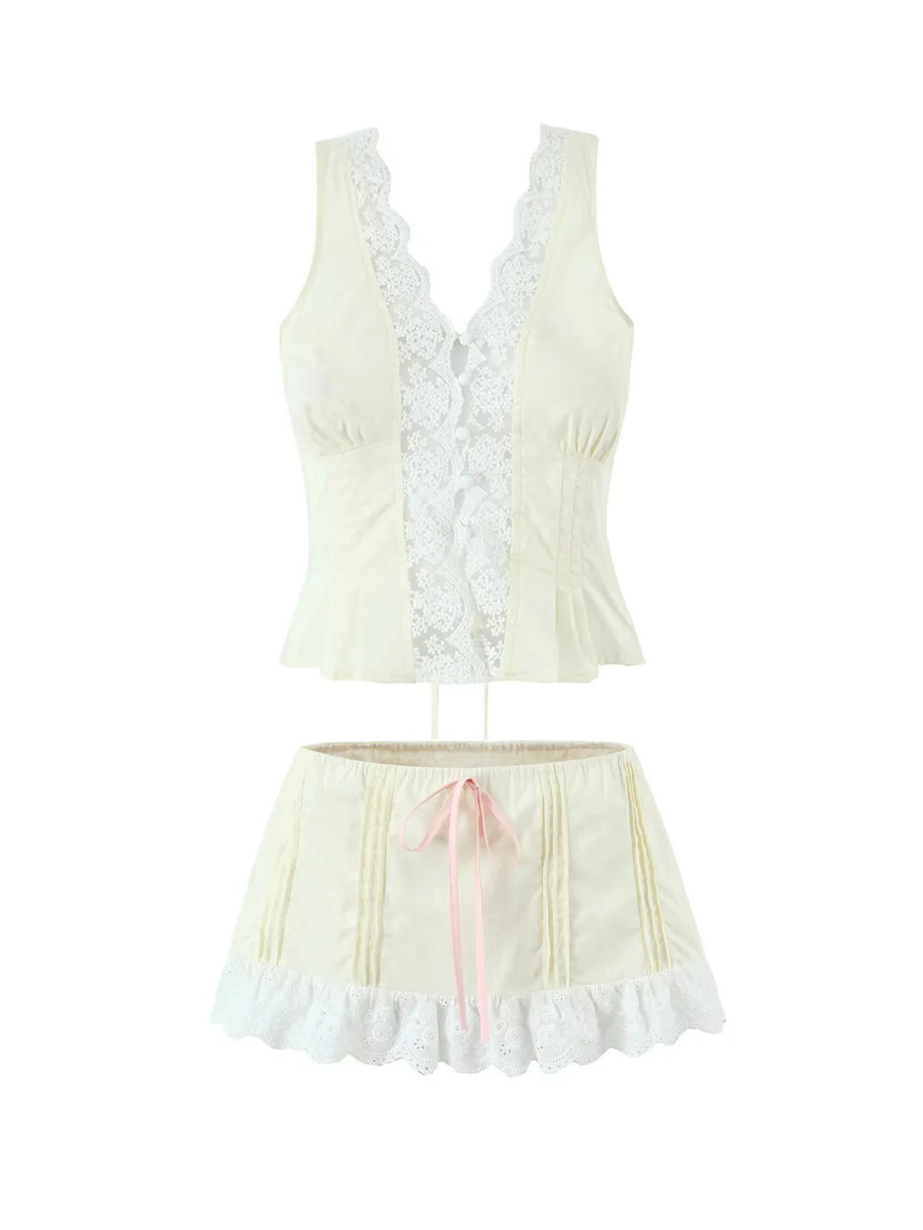 Cydney Lace Trim Skirt Set