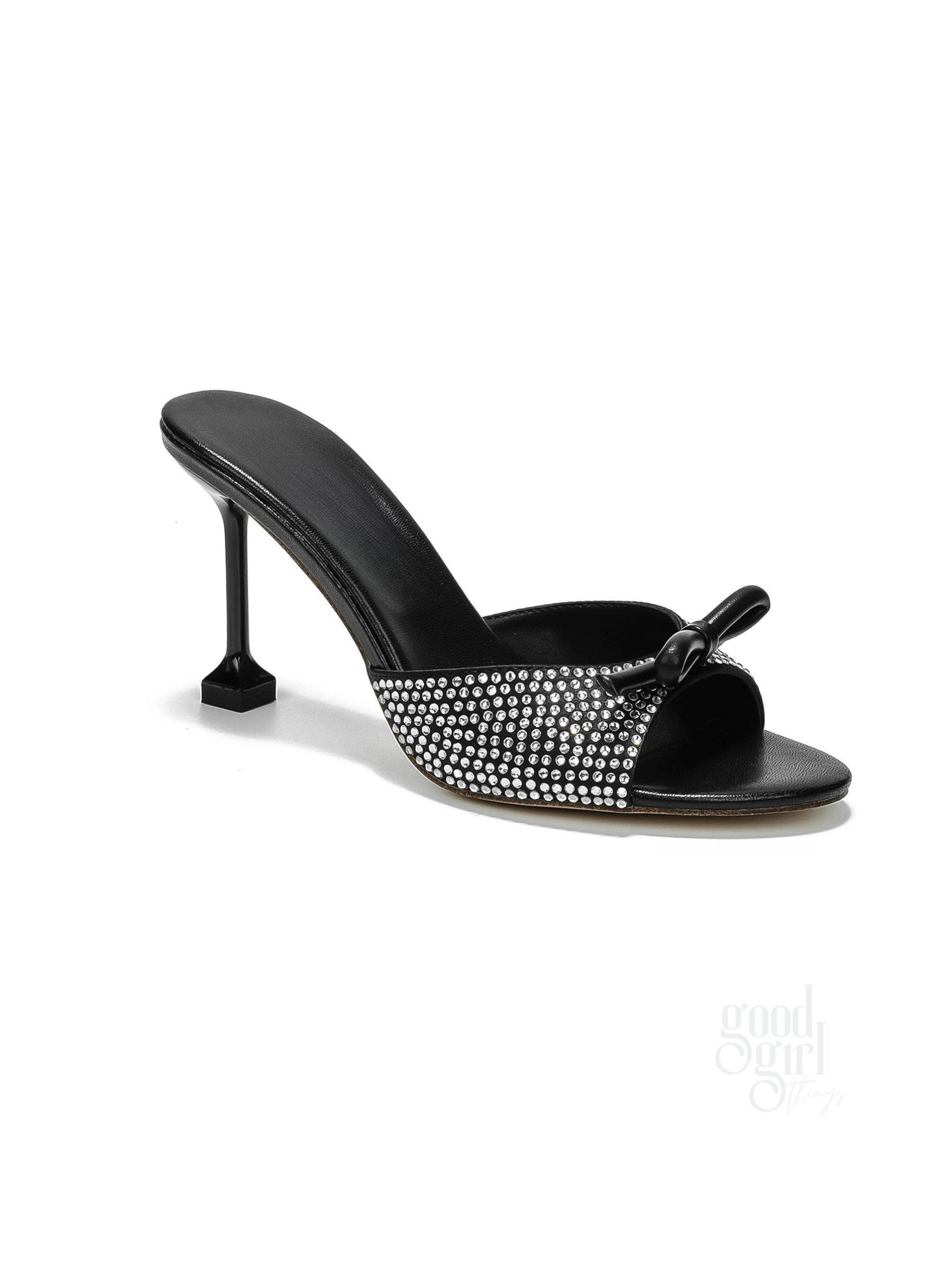 Bliss Crystal Bow Stiletto Mules