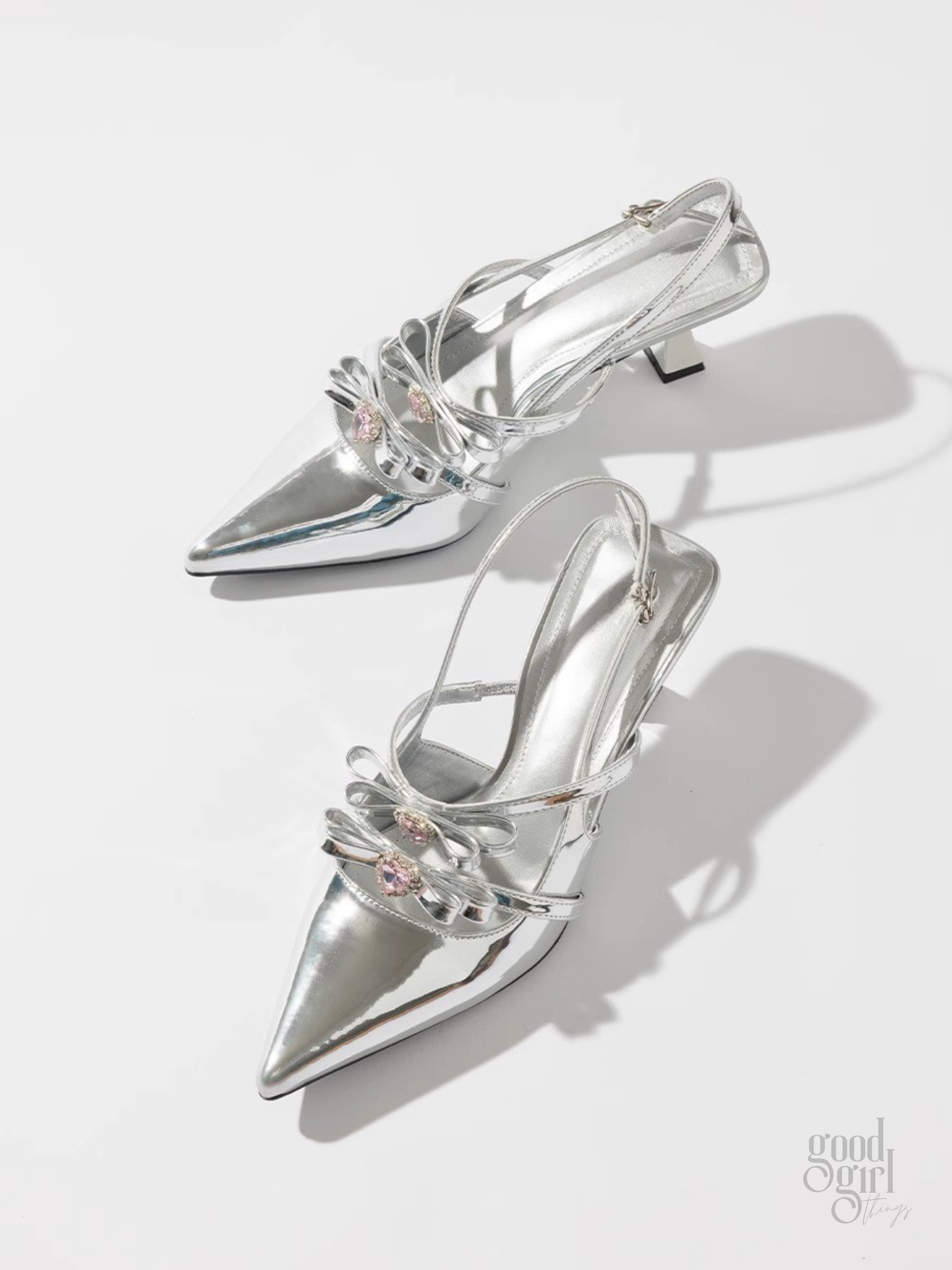 Eeva Slingback Heels with Rhinestone Bows