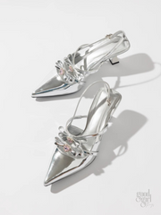 Eeva Slingback Heels with Rhinestone Bows