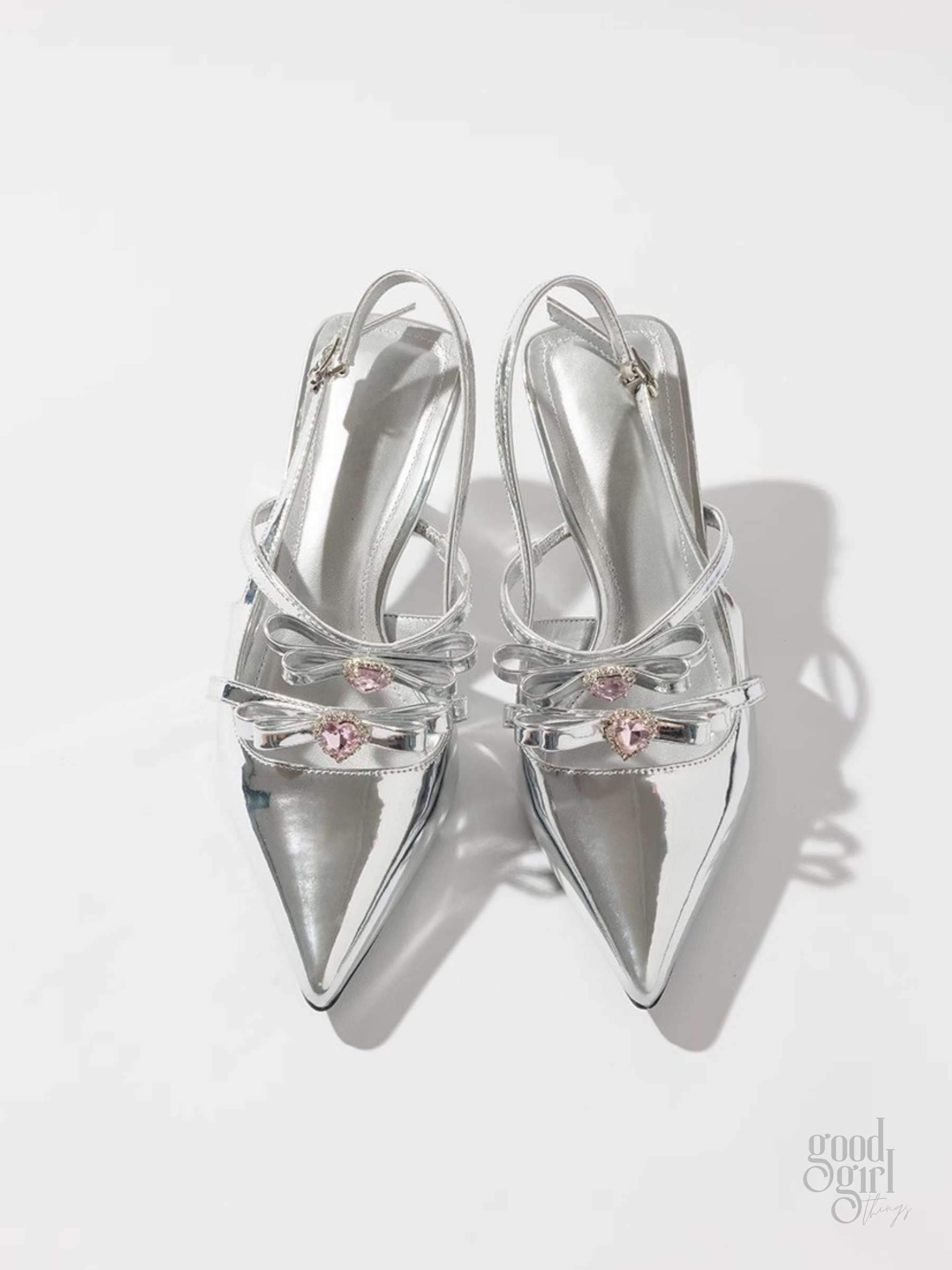 Eeva Slingback Heels with Rhinestone Bows