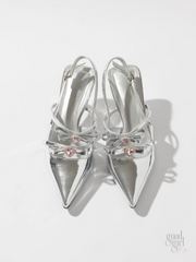 Eeva Slingback Heels with Rhinestone Bows