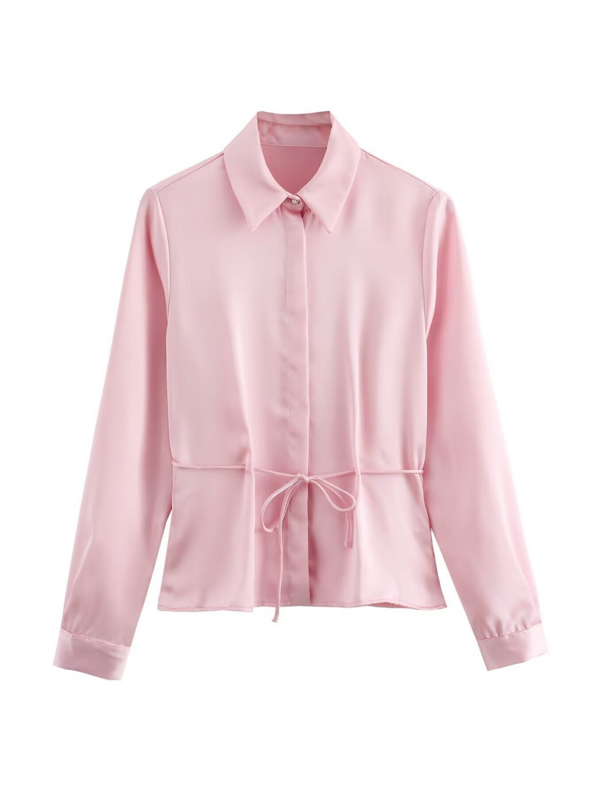 Jaida Satin Tie-Waist Shirt