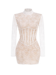 Cora Lace Long Sleeve Corset Mini Dress