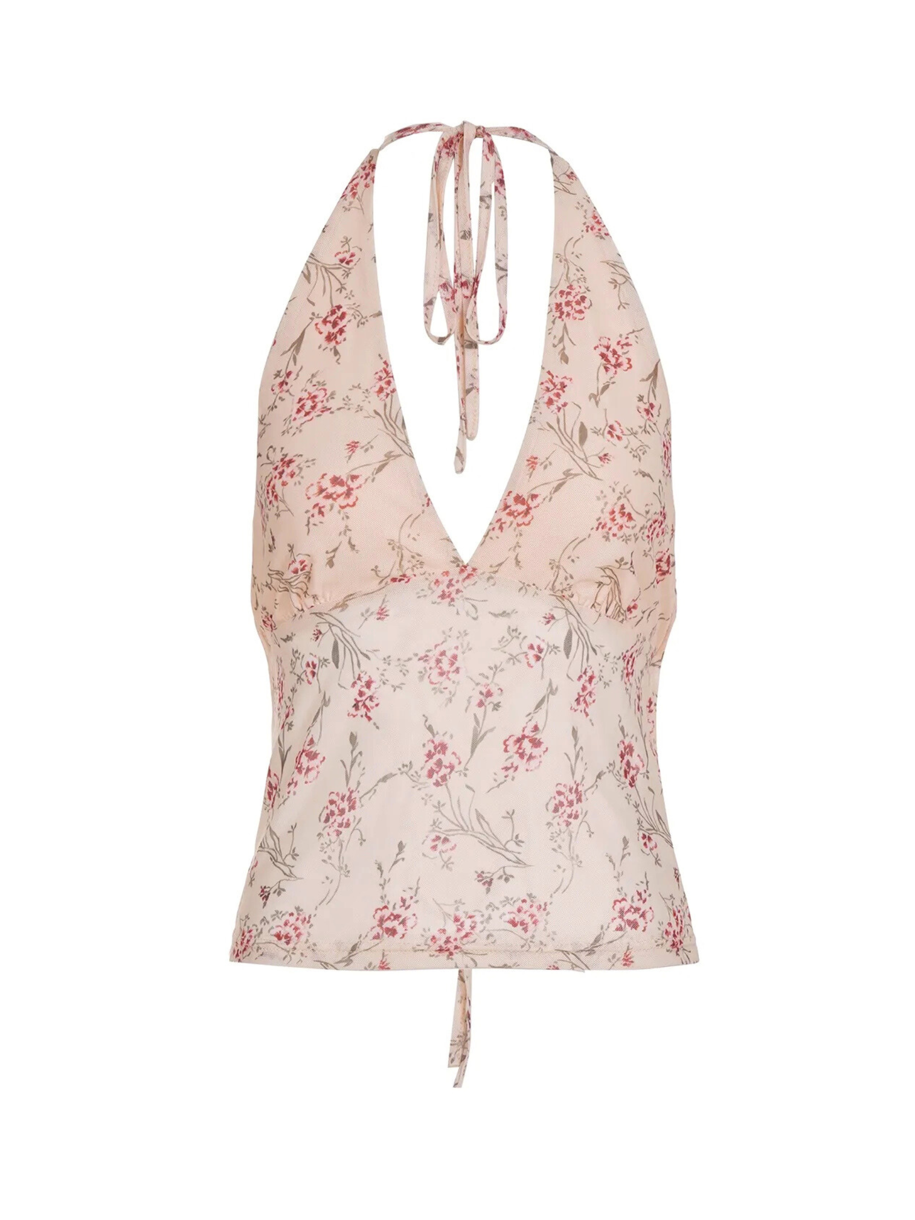 Pamela Floral Mesh Backless Top