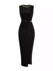 Niylah Pearl Velvet Maxi Dress