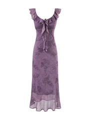 Alina Violet Sheer Ruffle Maxi Dress