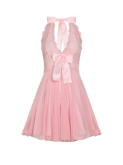 Amera Lace Halter Dress with Satin Bow