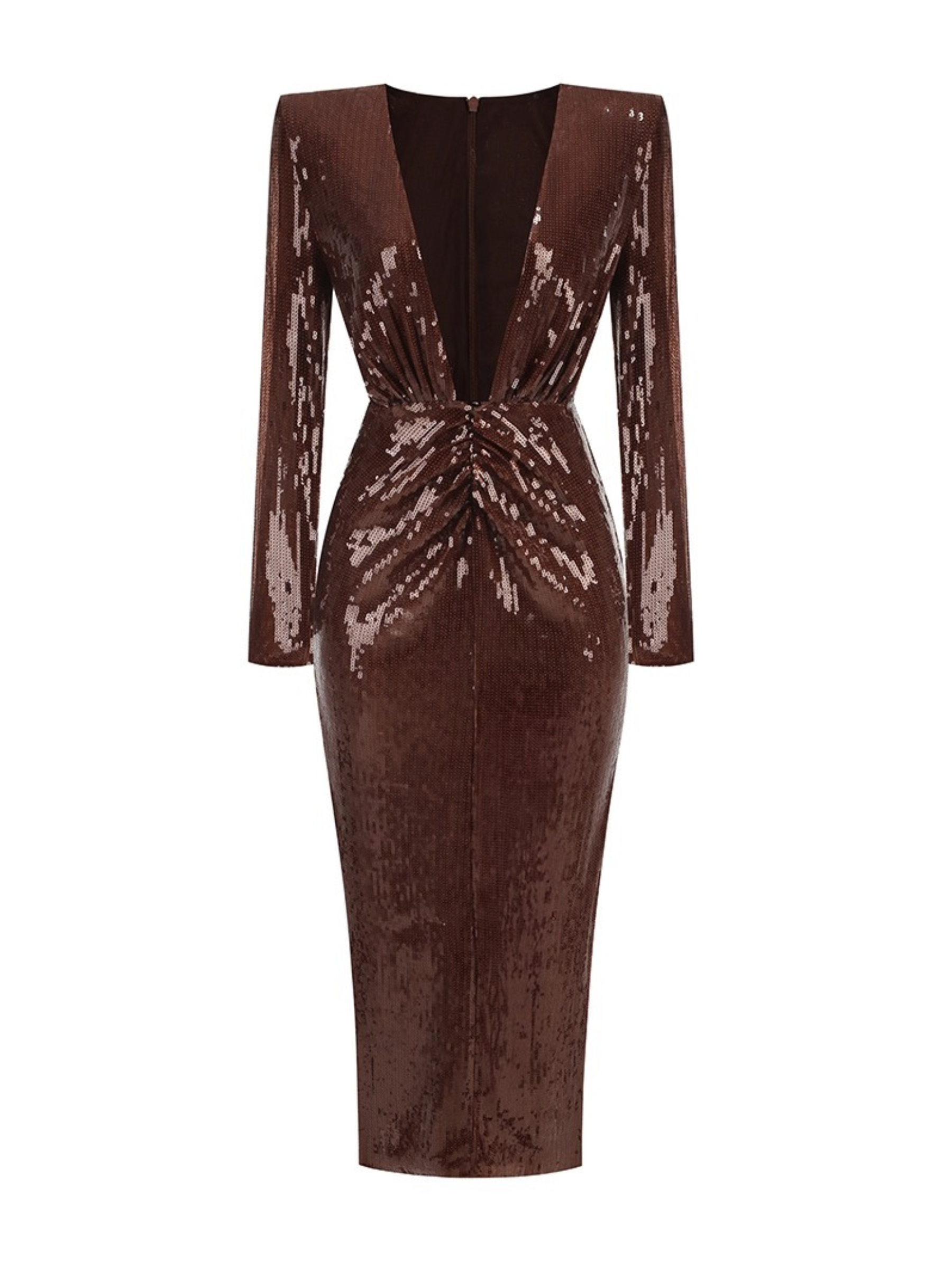 Giana Deep Neck Sequin Midi Dress