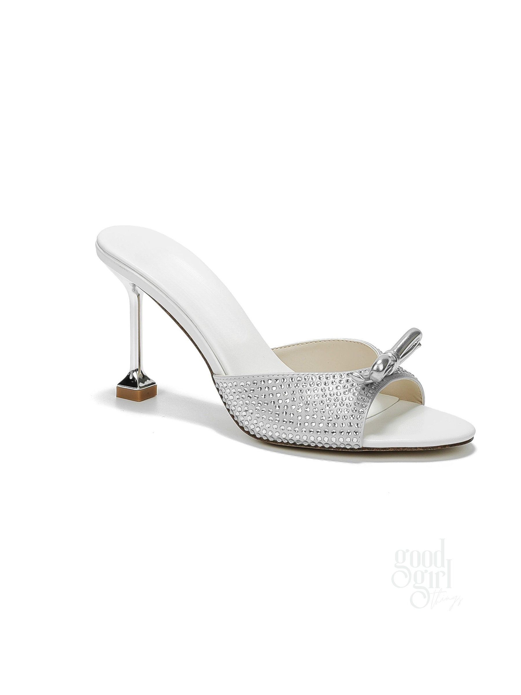 Bliss Crystal Bow Stiletto Mules