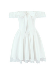 Ashleen Off Shoulder Ribbon Mini Dress
