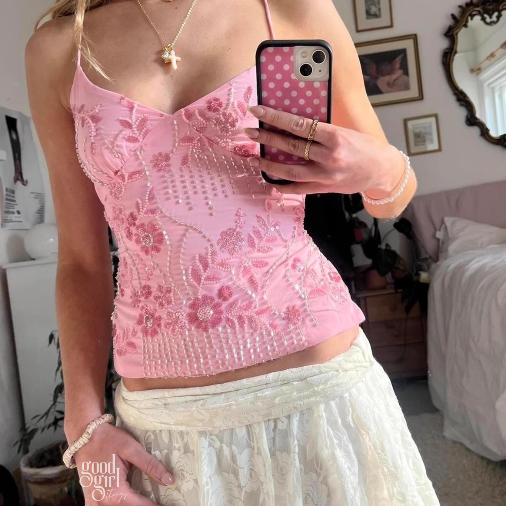Kye Strappy Backless Sequin Top