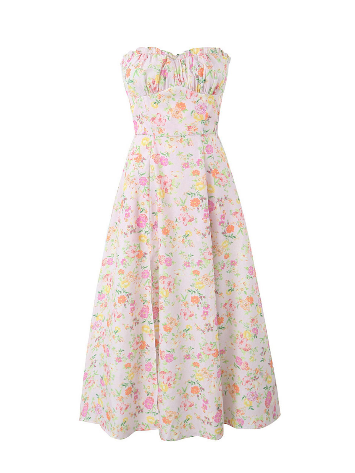 Erma Strapless Floral Midi Dress