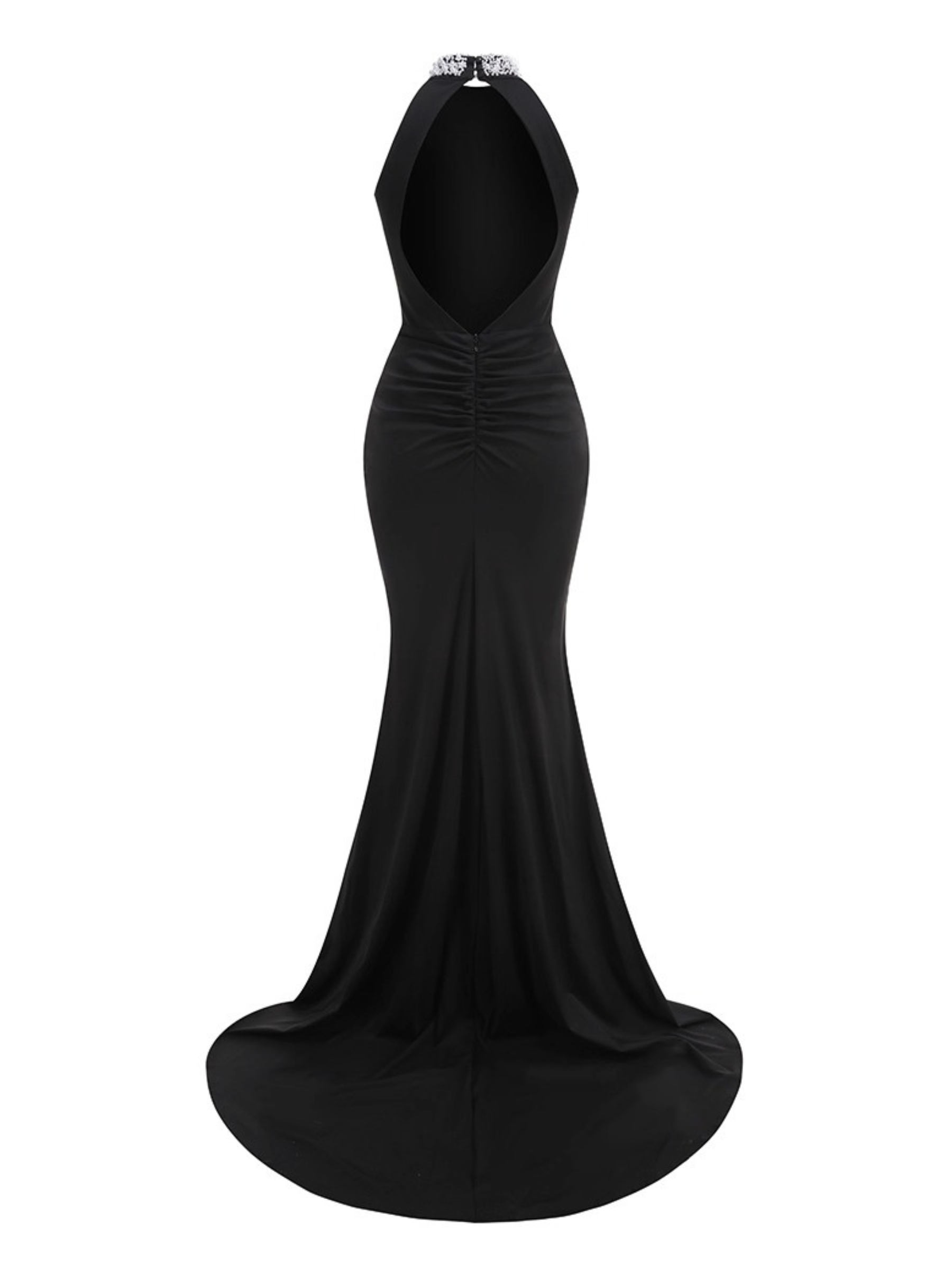 Sylvie Pearl Embellished High Neck Mermaid Gown