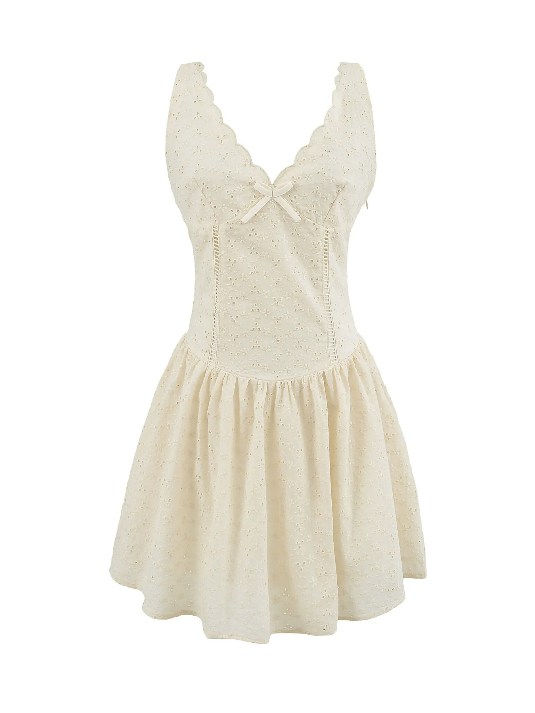 Priscilla Cream Eyelet Mini Dress