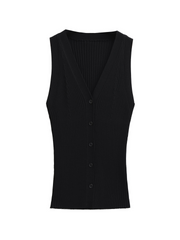 Ella Ribbet Button-Front Knit Top