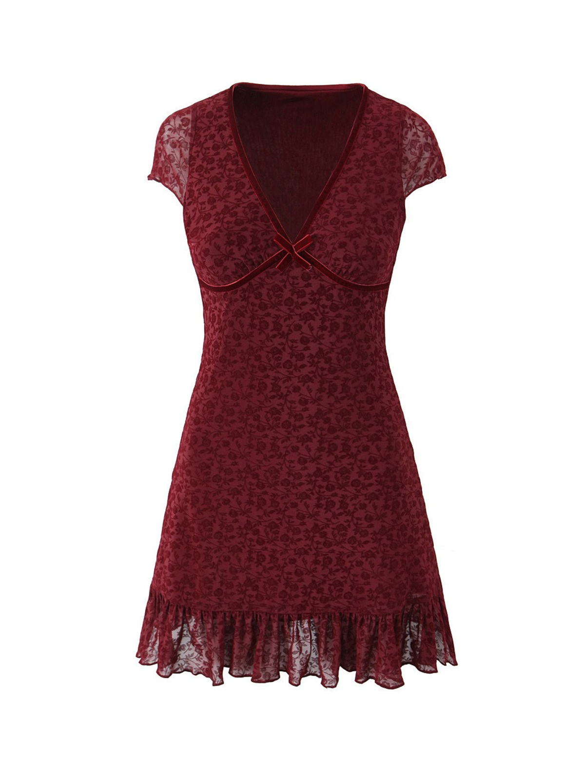 Jacqueline Flocked Bow Mini Dress