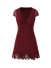 Jacqueline Flocked Bow Mini Dress
