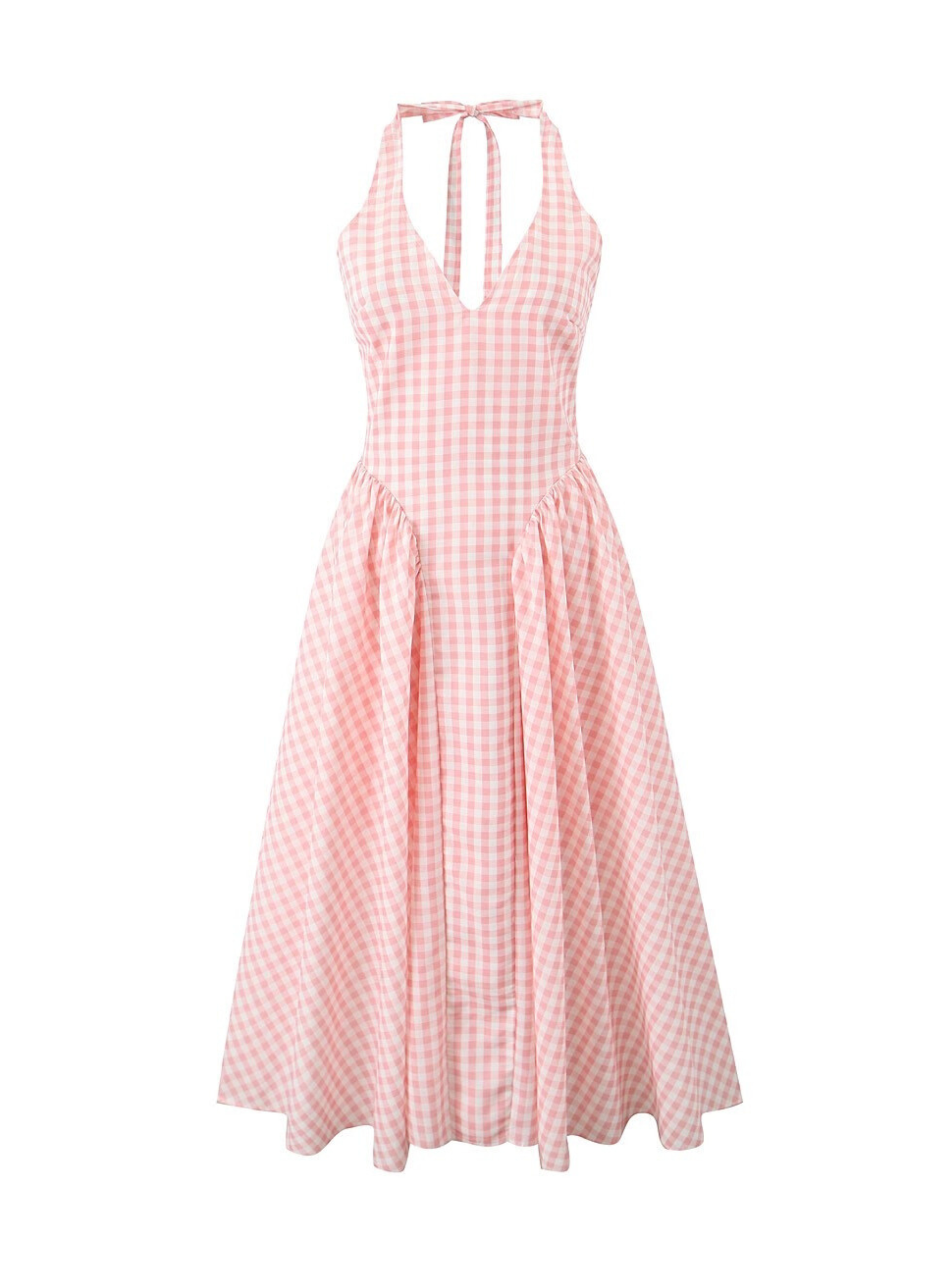 Melina Halter Plaid Midi Dress