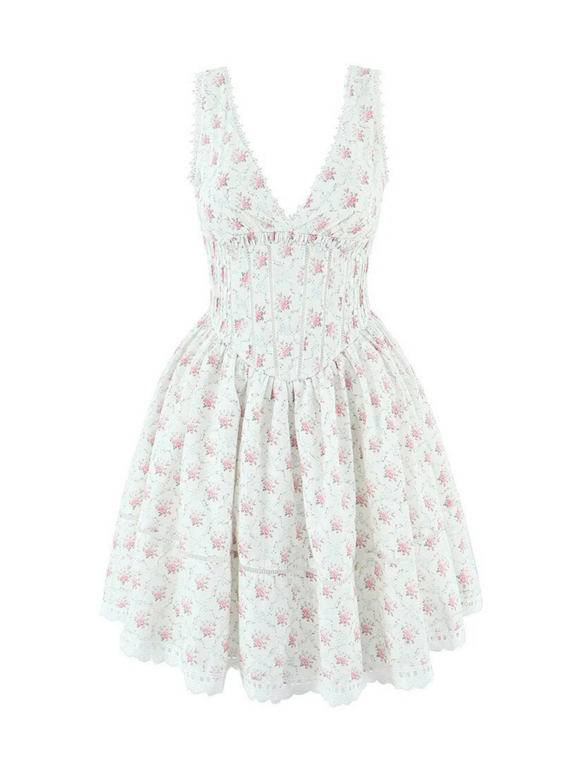Braylyn Lace Detail Floral Mini Dress