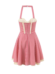 Svea Halter Plaid Mini Dress