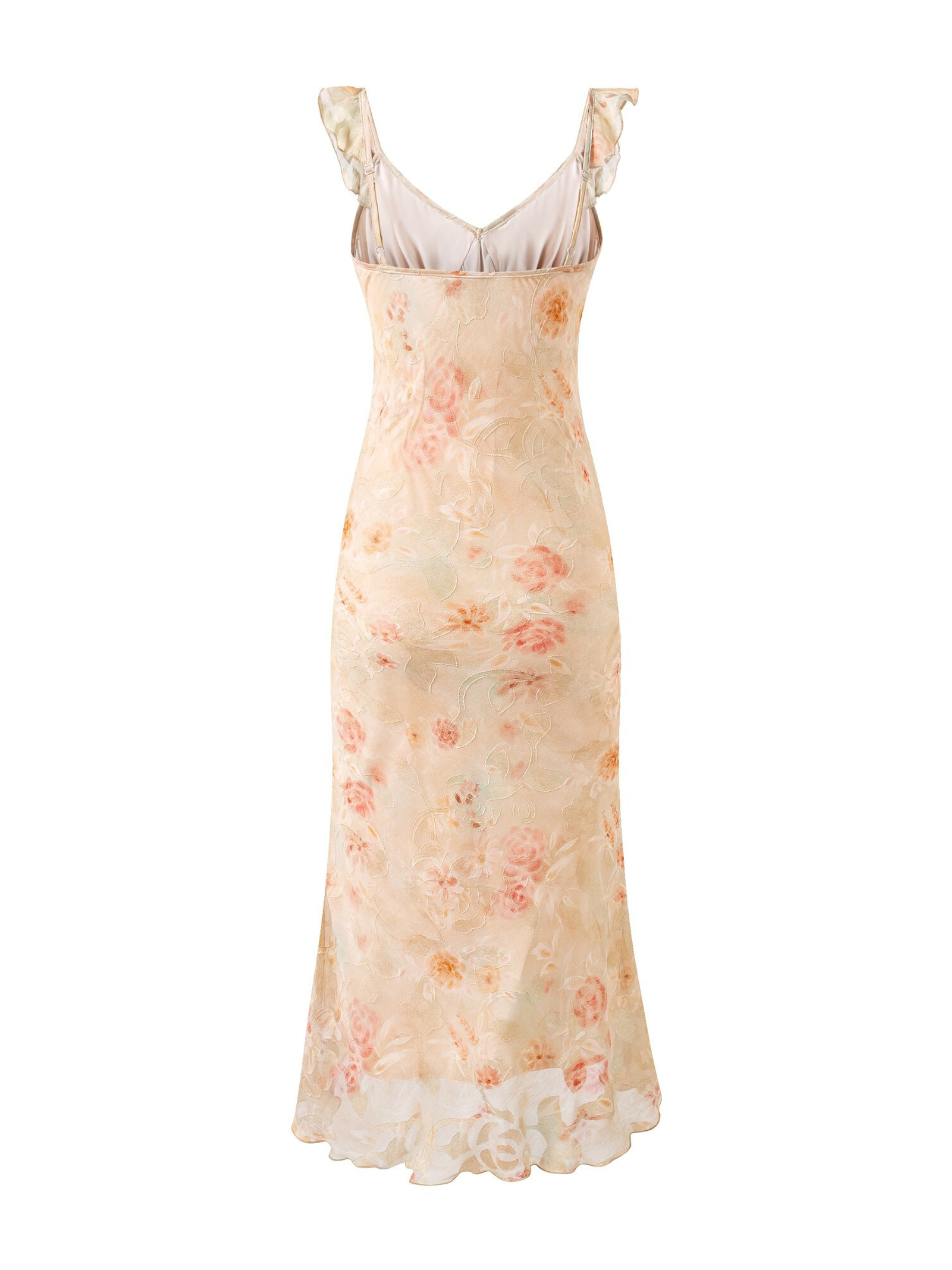 Eden Floral Ruffle Sheer Maxi Dress