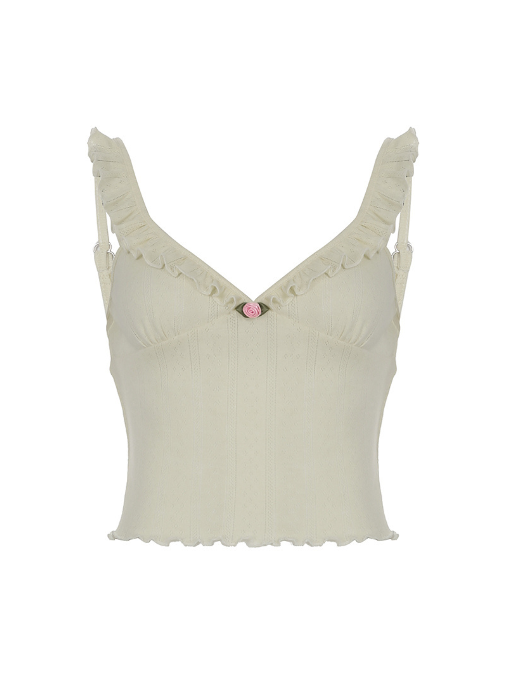 Carlin Ruffle Trim Knit Crop Top