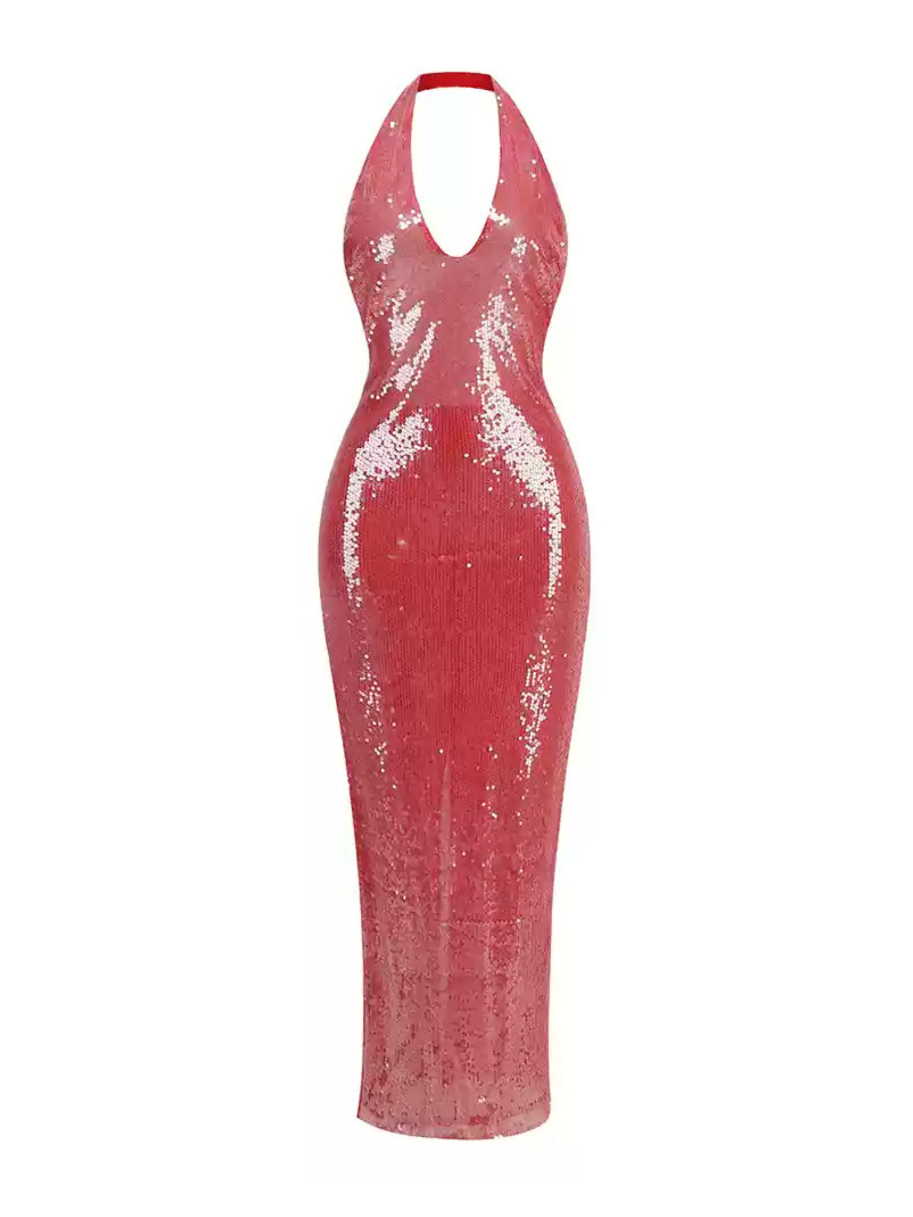 Riona Sequin Halter Maxi Dress