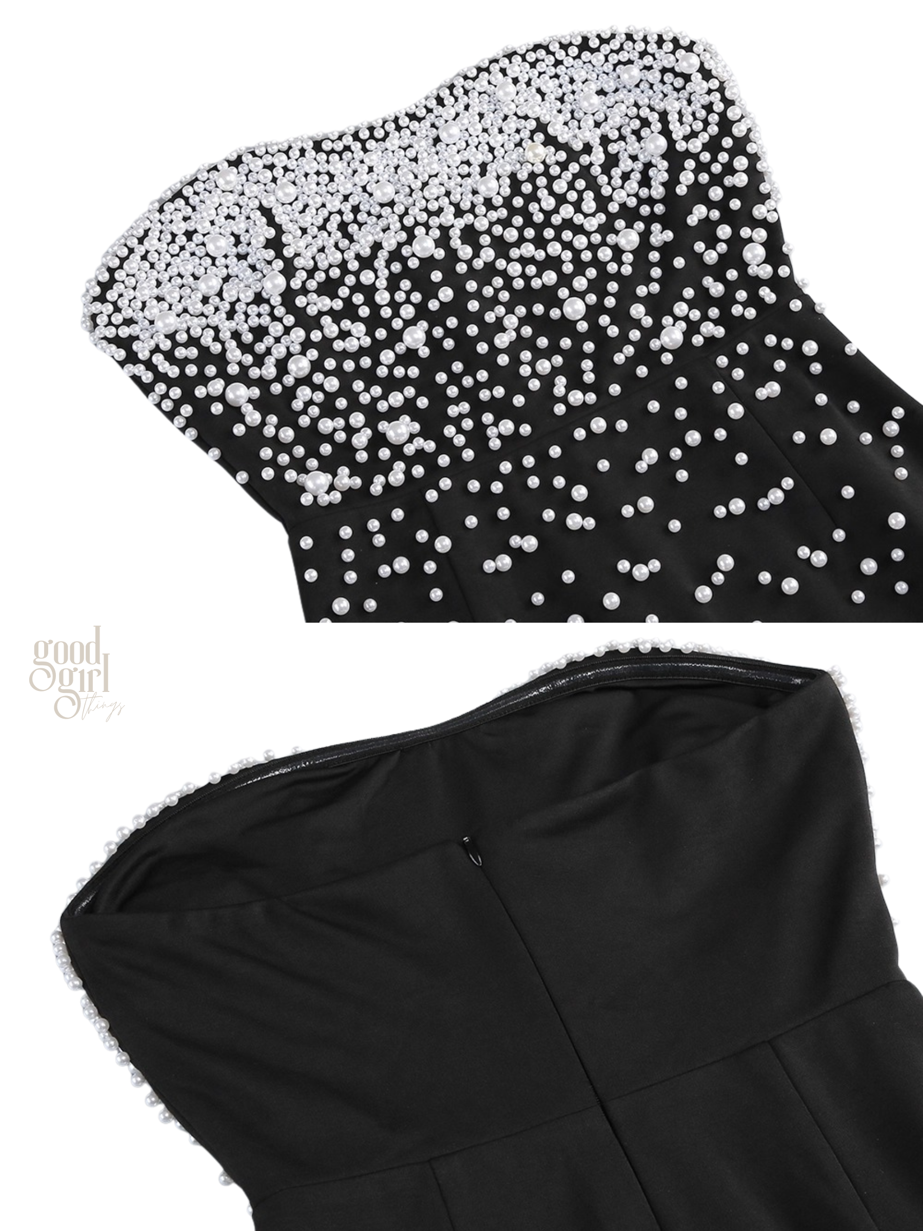 Alisson Pearl Embellished Strapless Maxi Dress