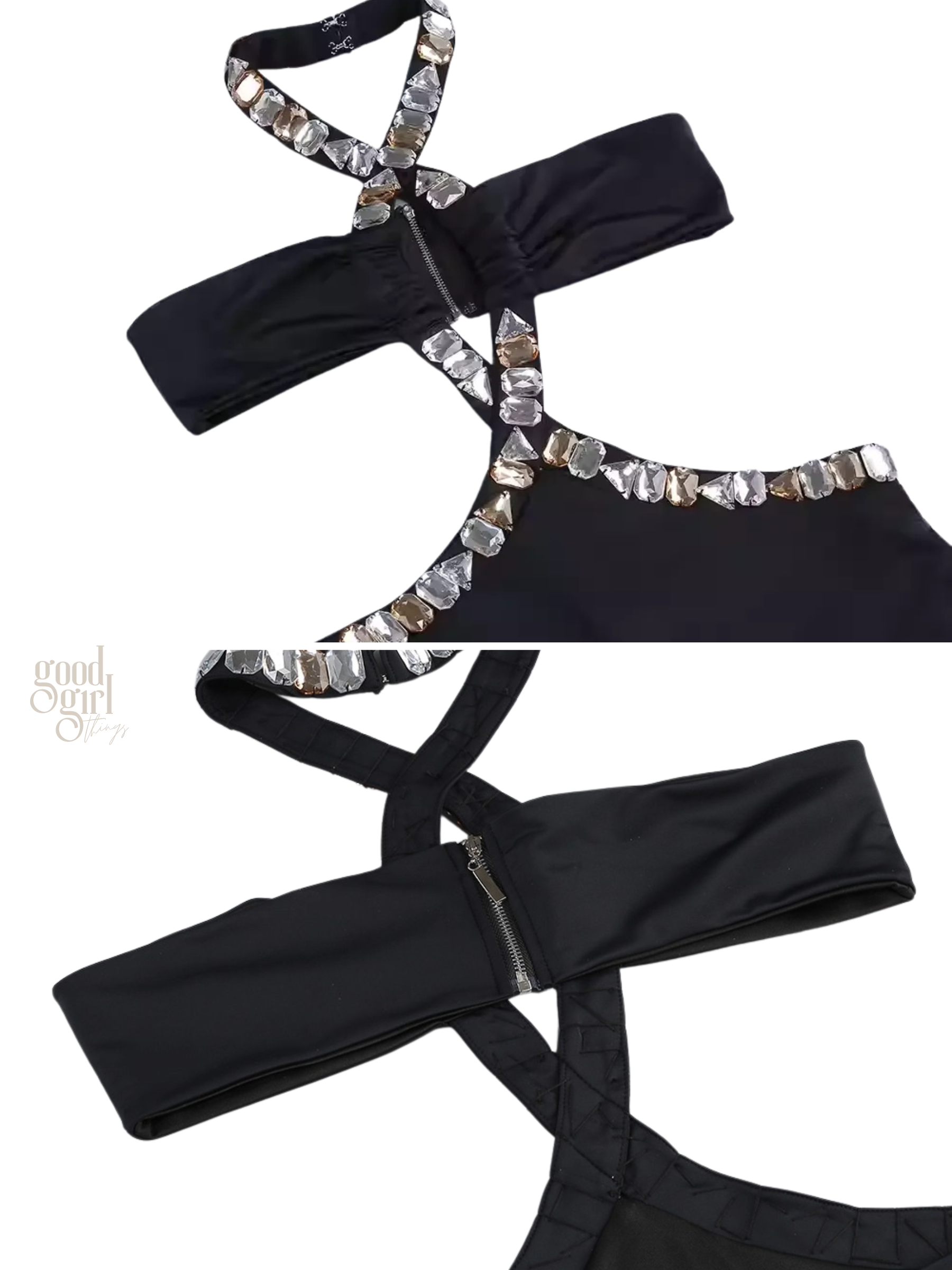 Bella Crystal Embellished Cut-Out Dress