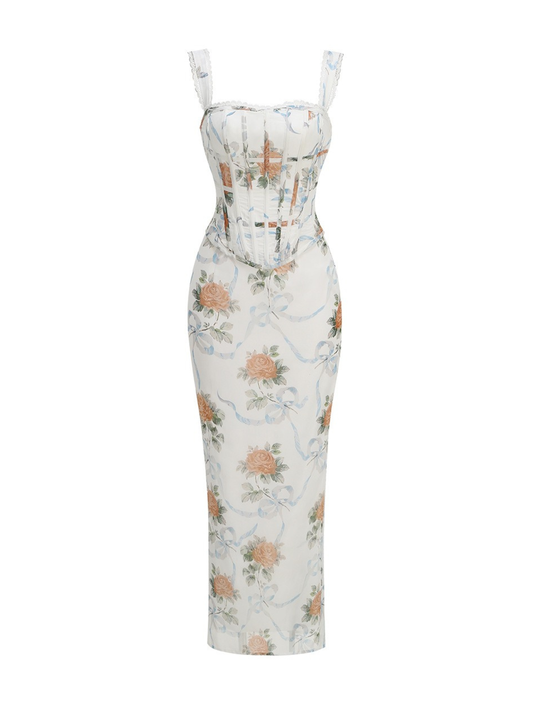 Lina Rose Lace-Up Corset Maxi Dress