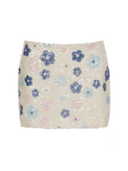 Caia Sequin Floral Embellished Mini Skirt