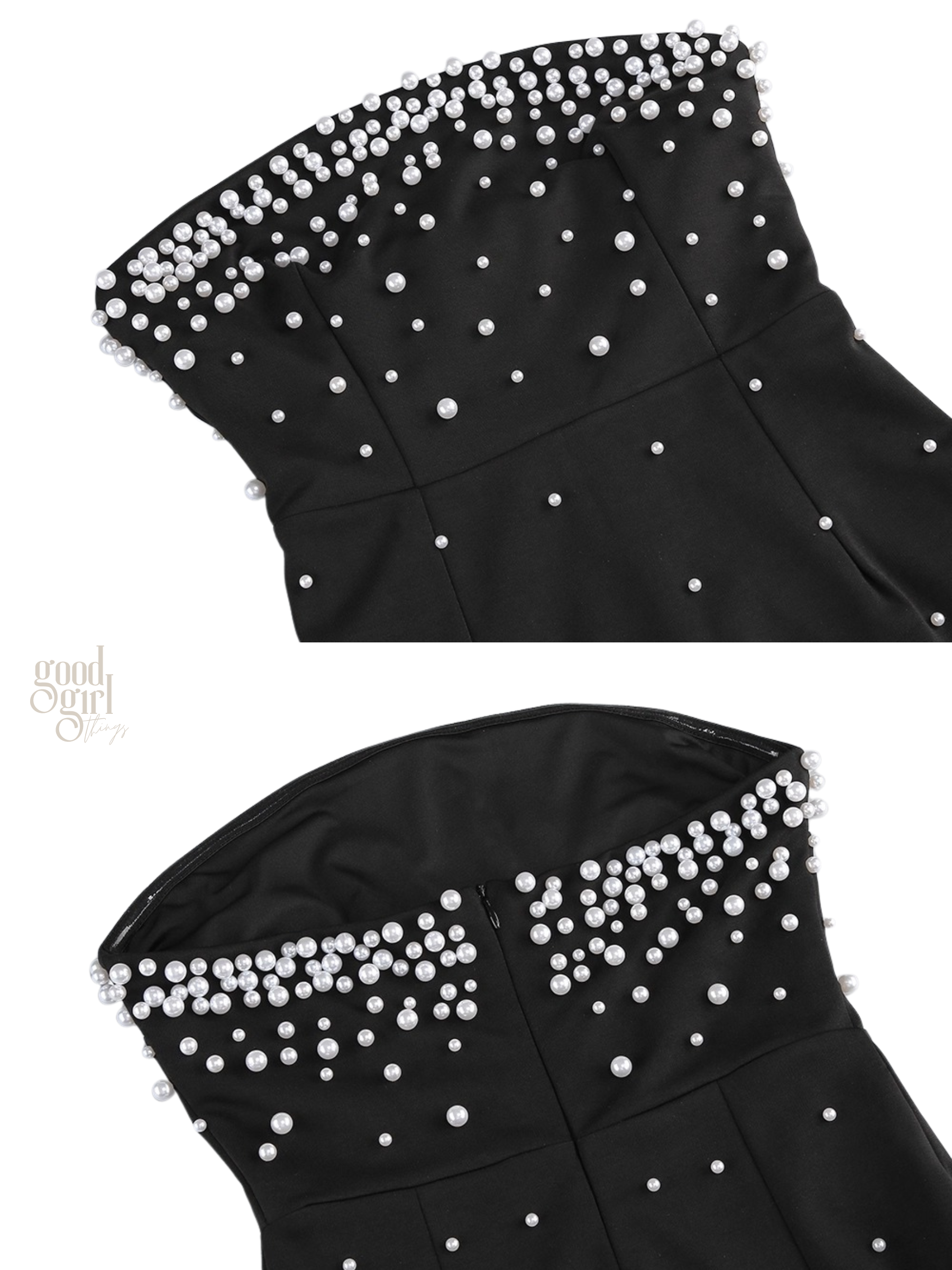 Zelie Pearl Embellished Strapless Maxi Dress