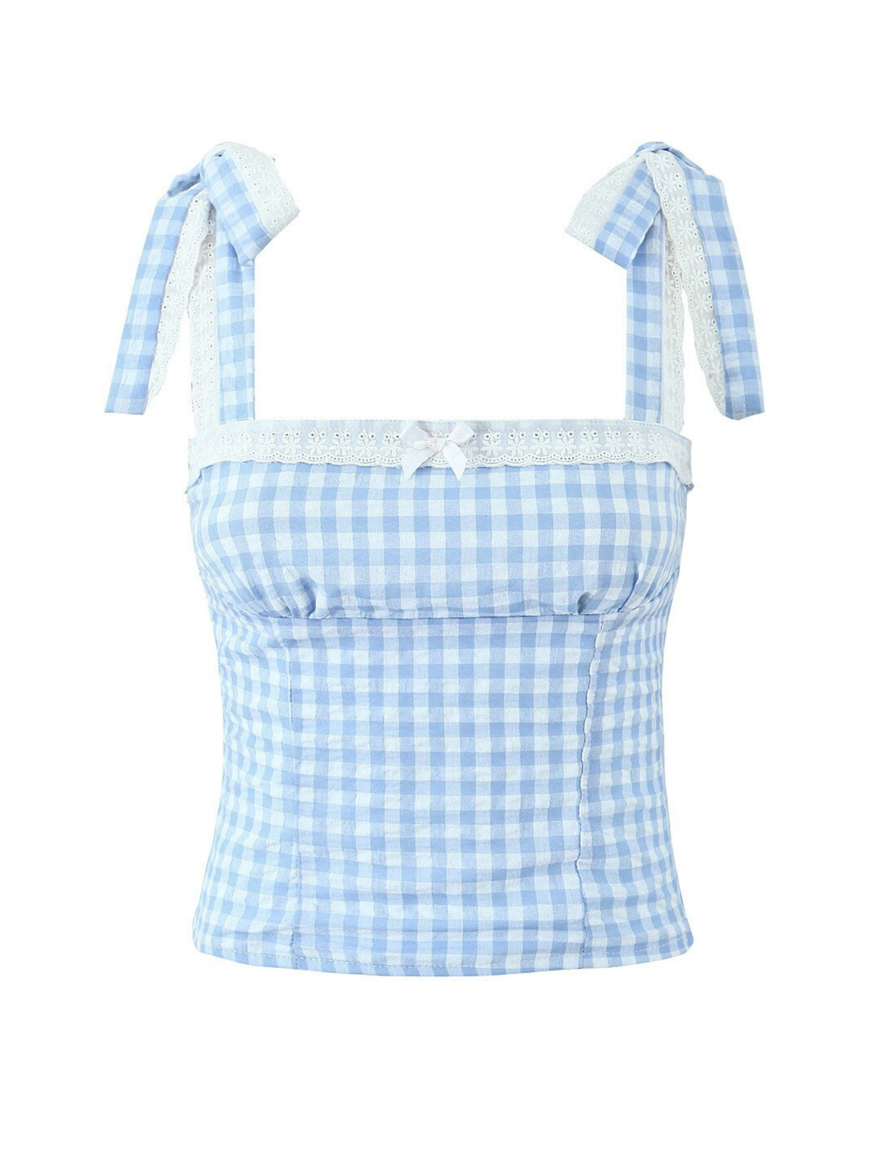 Amarah Plaid Lace Detail Camisole