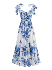 Nina Bow Strap Floral Midi Dress