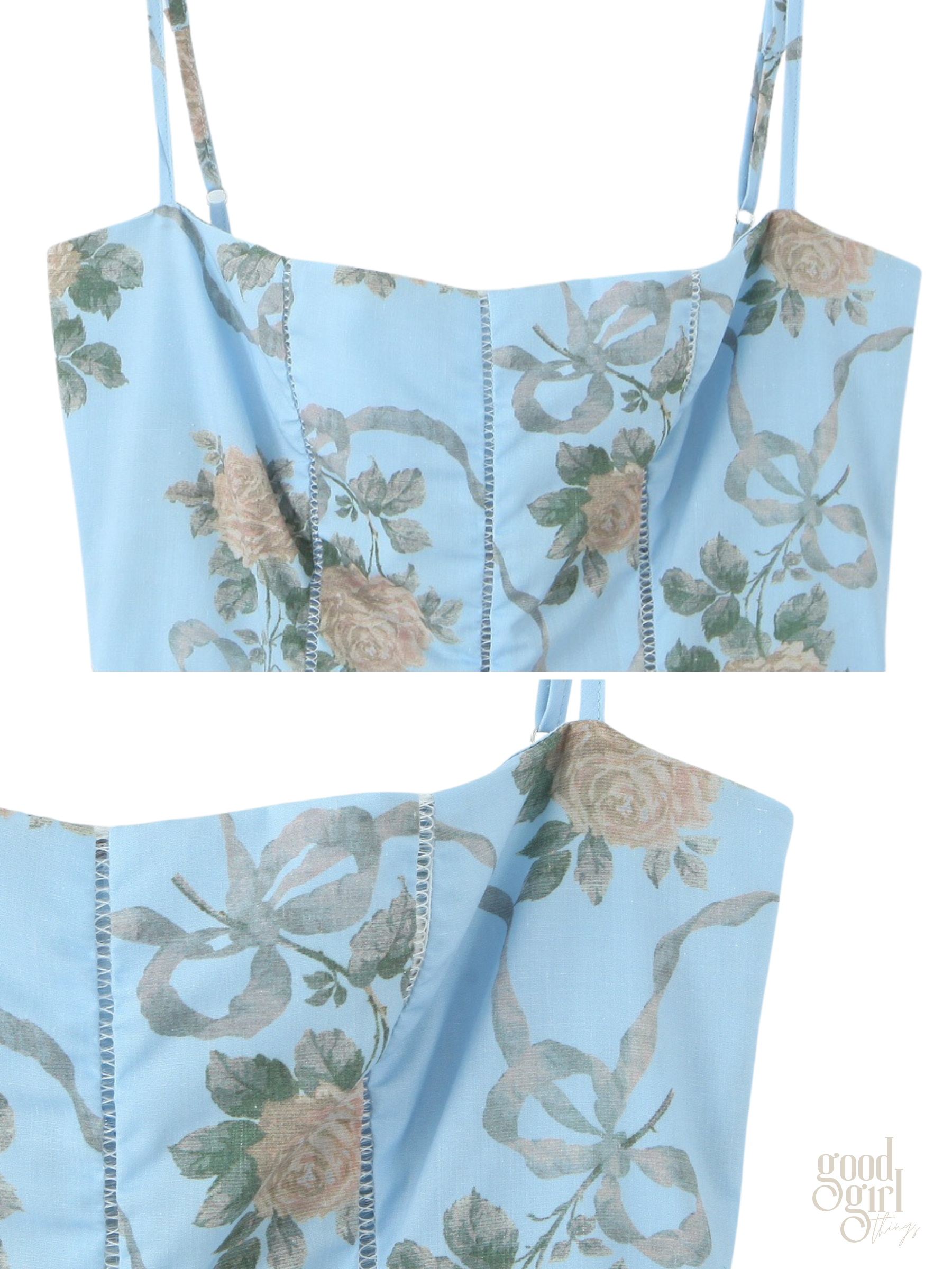Yasmeen Blue Floral Midi Dress