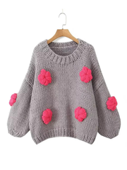 Ahtziri Chunky Floral Knit Sweater