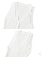 Ella Ribbet Button-Front Knit Top