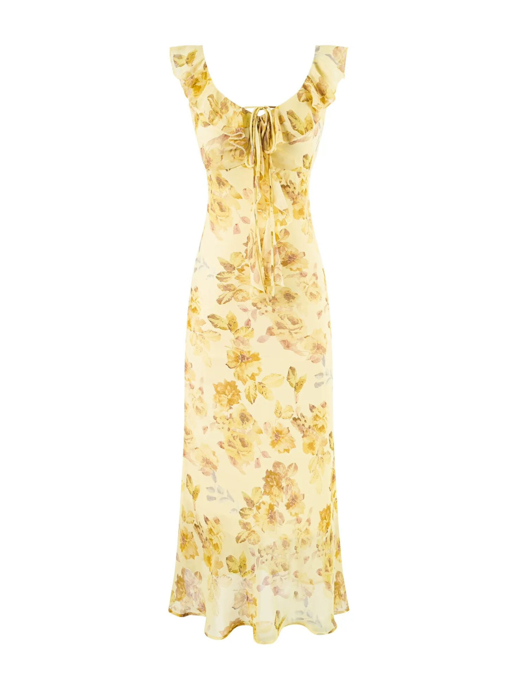 Sara Ruffle Tie-Front Floral Maxi Dress
