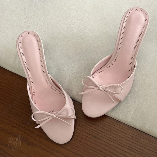 Amore Bow Mule Heels