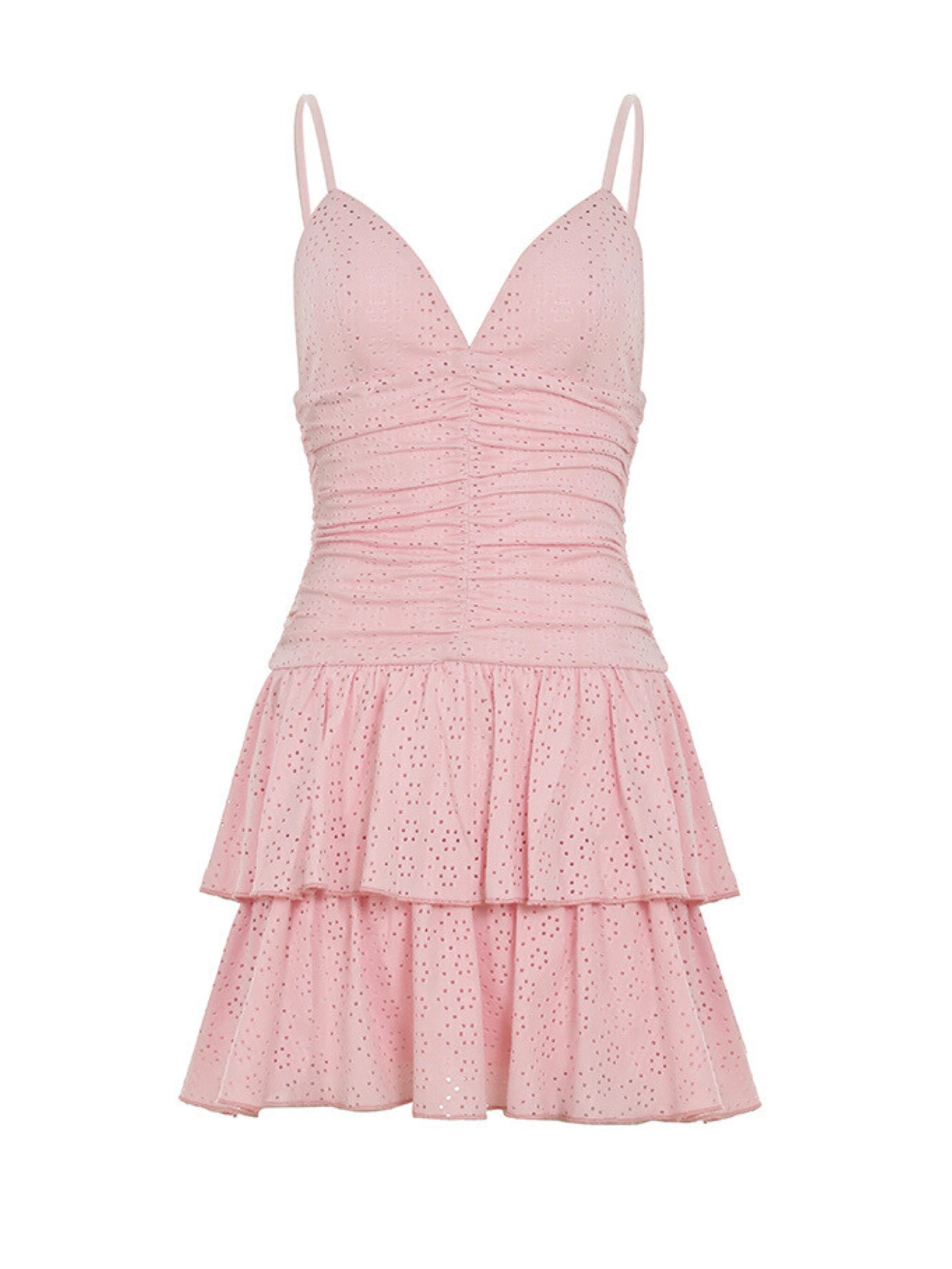 Miarose Eyelet Ruffle Mini Dress