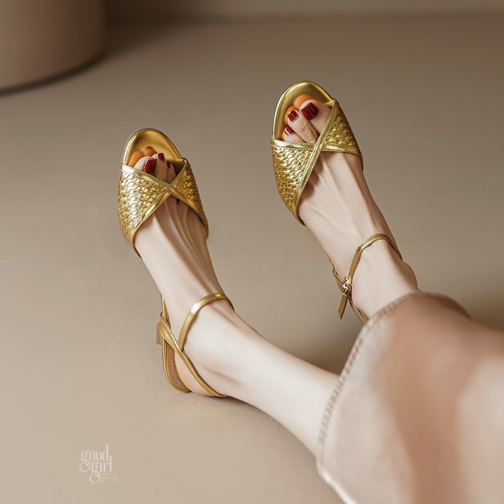 Solea Retro Gold Kitten Heels
