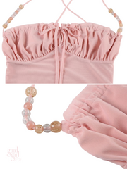 Elivia Beaded Strap Ruched Top
