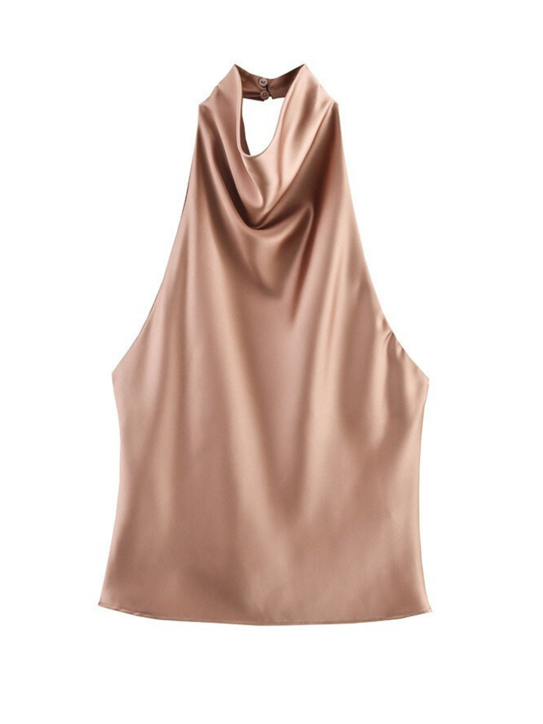 Akila Satin Button-Up Backless Top