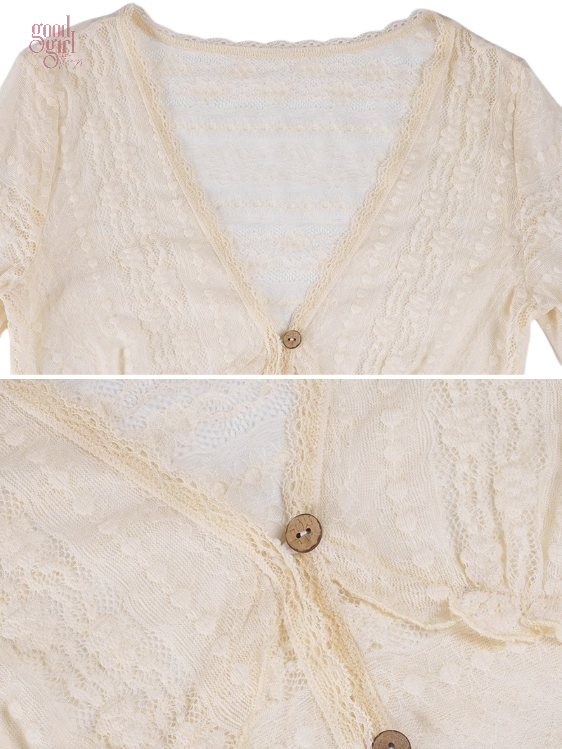 Ivie Button-Up Sheer Long Sleeve Top