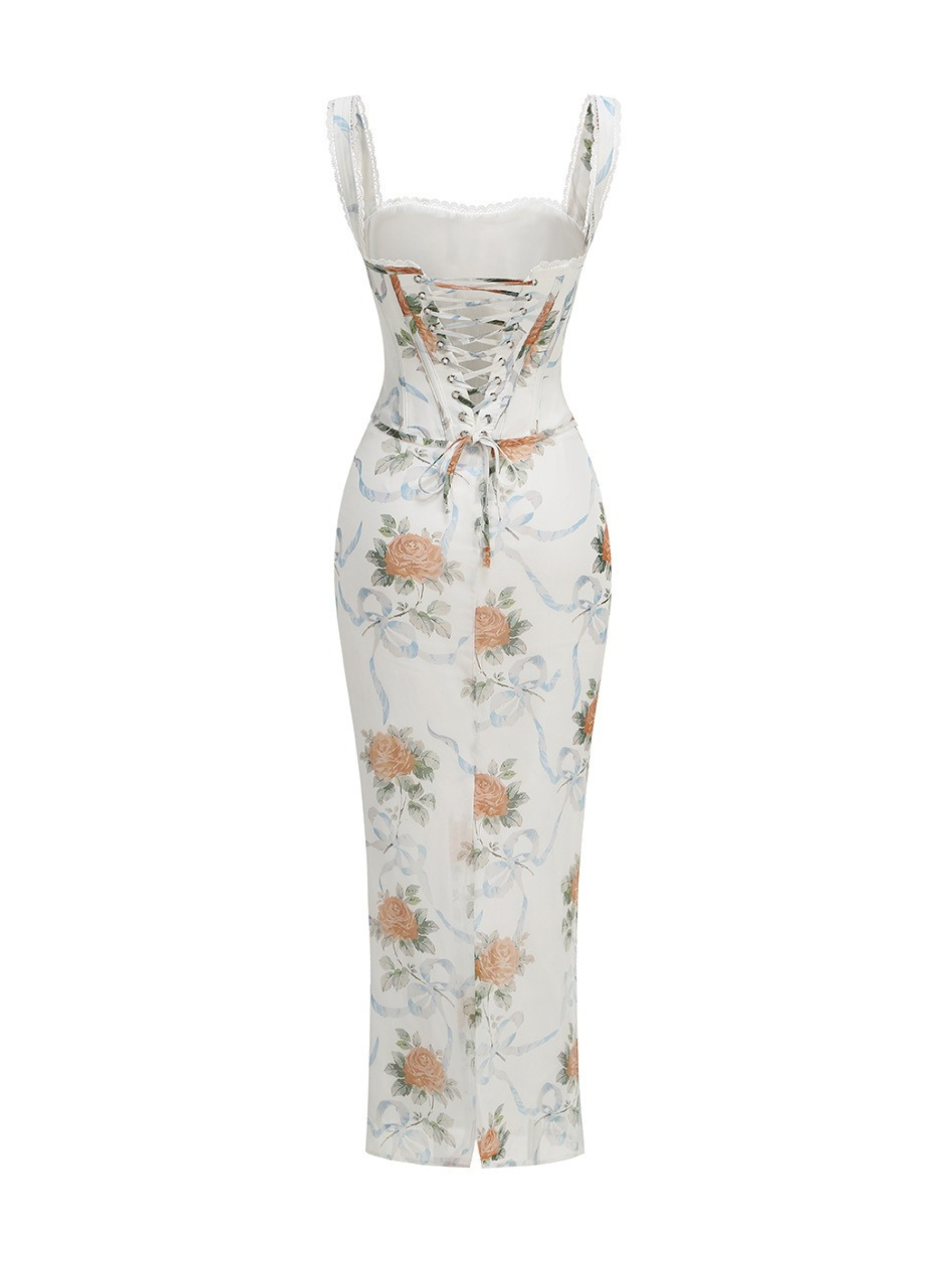 Lina Rose Lace-Up Corset Maxi Dress